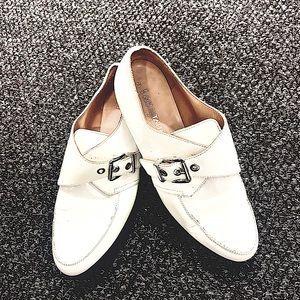 Aquatalia WHITE LEATHER FLAT LOAFERS SIZE 7   1/2